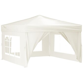 Partytent inklapbaar met zijwanden 3x3 m cr&egrave;mekleurig