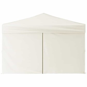 Partytent inklapbaar met zijwanden 3x3 m cr&egrave;mekleurig