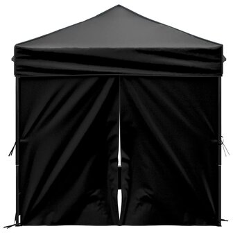 Partytent inklapbaar met zijwanden 2x2 m zwart
