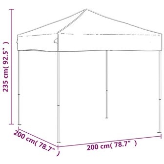 Partytent inklapbaar 2x2 m antracietkleurig