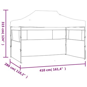 Partytent met 3 zijwanden inklapbaar 280x410x315 cm staal wit