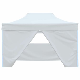Partytent met 4 zijwanden inklapbaar 280x410x315 cm staal wit