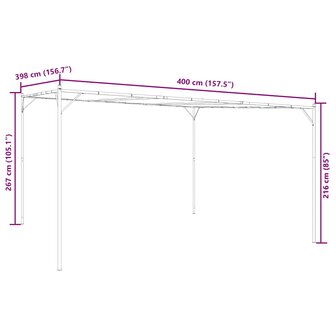Prieel 4x4 m 180 g/m&sup2; stof en staal wit