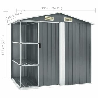 Tuinschuur met rek 205x130x183 cm ijzer grijs