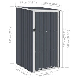 Tuinschuur 87x98x159 cm gegalvaniseerd staal antraciet
