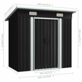Tuinschuur staal antraciet