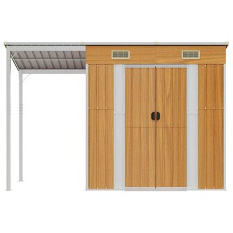 Tuinschuur met verlengd dak 277x107x181 cm staal lichtbruin