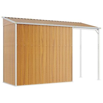 Tuinschuur met verlengd dak 277x107x181 cm staal lichtbruin