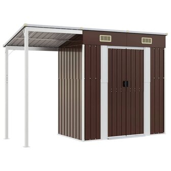 Tuinschuur met verlengd dak 277x107x181 cm staal bruin