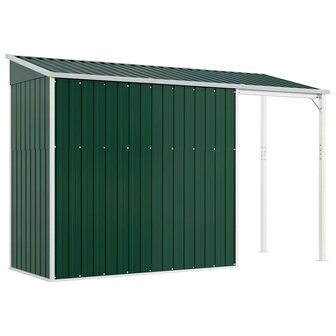 Tuinschuur met verlengd dak 277x107x181 cm staal groen