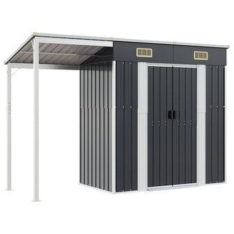Tuinschuur met verlengd dak 277x107x181 cm staal antraciet
