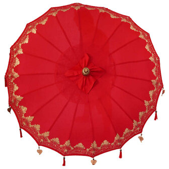 Balinese Parasol Rood (180-190) x 260 cm Katoen en massief hout
