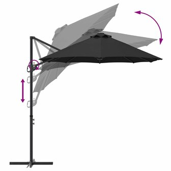 Tuin Cantilever Parasol Zwart 372 x 198 x 243 cm