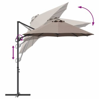 Tuin Cantilever Parasol Taupe 372 x 198 x 243 cm