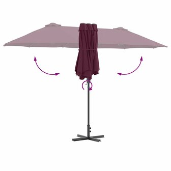 Tuinparasol Bordeauxrood 370 x 197 x 239 cm Poedergecoat staal