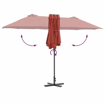 Tuinparasol Terracotta 370 x 197 x 239 cm Poedergecoat staal