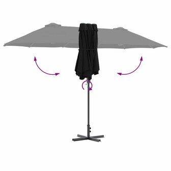 Tuinparasol Zwart 370 x 197 x 239 cm Poedergecoat staal