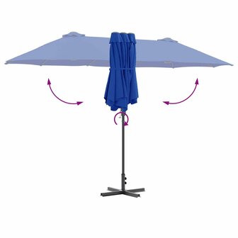 Tuinparasol Blauw 370 x 197 x 239 cm Poedergecoat staal
