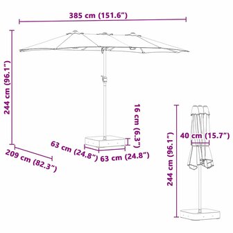 Tuinparasol Groen 385 x 209 x 244 cm Stof