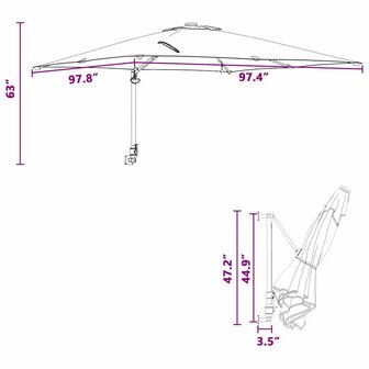 Tuinparasol Bordeauxrood 248.5 x 247.5 x 160 cm Stof