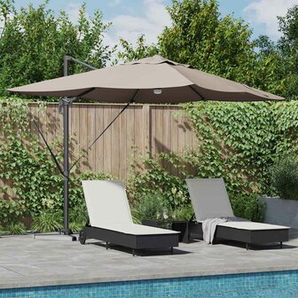 Cantilever Roma parasol Taupe en Zwart 352 x 251 x 265 cm