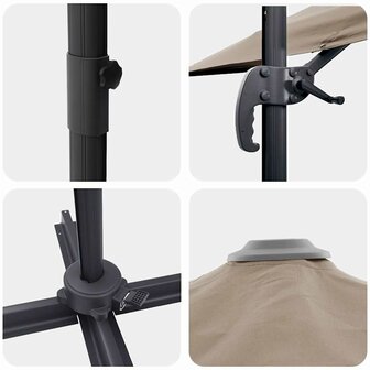Cantilever Roma parasol Taupe en Zwart 352 x 251 x 260 cm