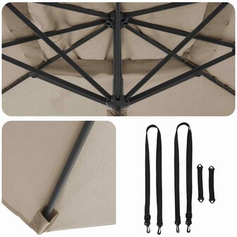 Cantilever Roma parasol Taupe en Zwart 352 x 251 x 260 cm