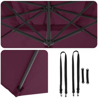 Cantilever Roma parasol Rood en Zwart 352 x 251 x 260 cm