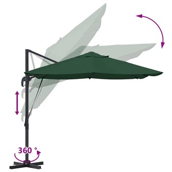 Cantilever Roma parasol Groen en Zwart 352 x 251 x 260 cm