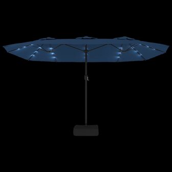 Parasol dubbel dak met LED 449x265 cm azuurblauw