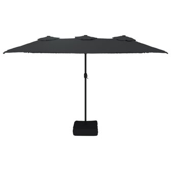 Parasol dubbel dak met LED 449x265 cm zwart