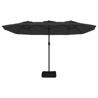Parasol dubbel dak met LED 449x265 cm zwart