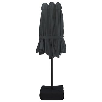 Parasol dubbel dak met LED 449x265 cm zwart