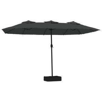 Parasol dubbel dak met LED 449x265 cm antracietkleurig