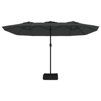 Parasol dubbel dak met LED 449x265 cm antracietkleurig