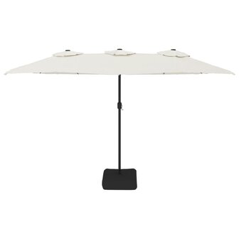 Parasol dubbel dak met LED 449x265 cm zandwit