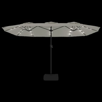 Parasol dubbel dak met LED 449x265 cm zandwit