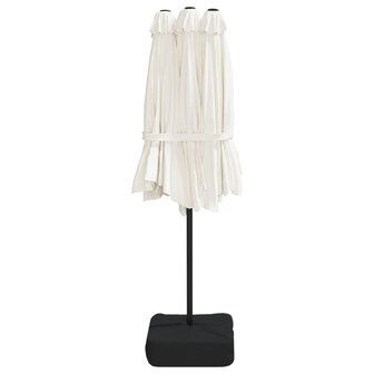 Parasol dubbel dak met LED 449x265 cm zandwit