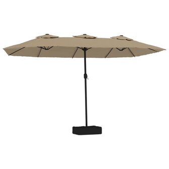 Parasol dubbel dak met LED 449x265 cm taupe