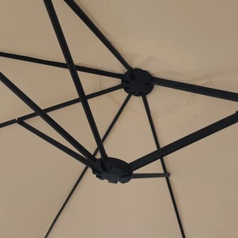 Parasol dubbel dak met LED 449x265 cm taupe