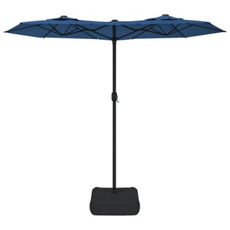 Parasol dubbel dak met LED 316x145 cm azuurblauw