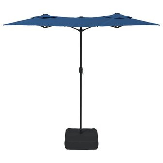 Parasol dubbel dak met LED 316x145 cm azuurblauw