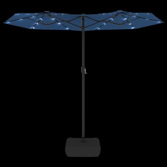 Parasol dubbel dak met LED 316x145 cm azuurblauw