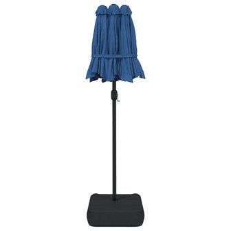 Parasol dubbel dak met LED 316x145 cm azuurblauw
