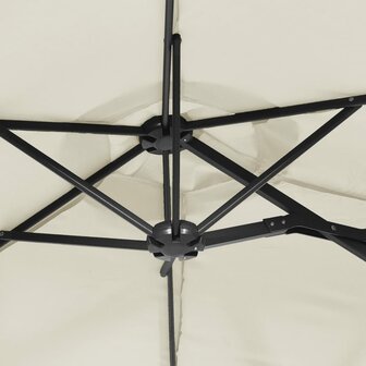 Parasol dubbel dak met LED 316x145 cm zandwit