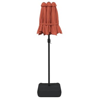 Parasol dubbel dak met LED&#039;s 316x145 cm terracottakleurig
