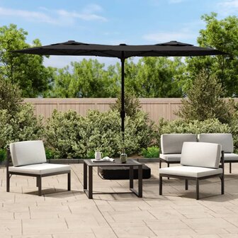 Parasol dubbel dak 316x145 cm zwart