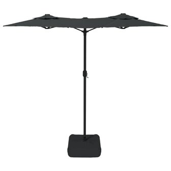 Parasol dubbel dak met LED&#039;s 316x145 cm antracietkleurig