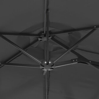 Parasol dubbel dak met LED&#039;s 316x145 cm antracietkleurig