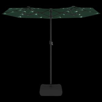 Parasol dubbel met LED&#039;s 316x145 cm groen